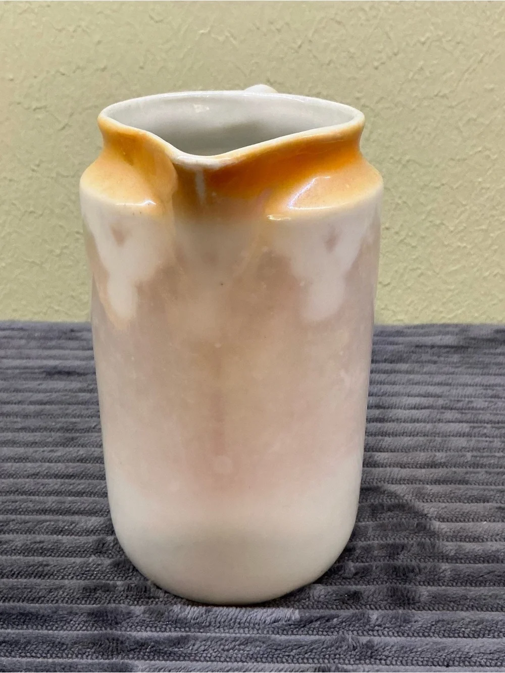Antique German Vessra Art Deco Porcelain Pitcher Peach Lustre Drip Glaze 1920s